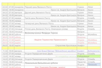 РОЗКЛАД БОГОСЛУЖІНЬ - Березень 2025 D